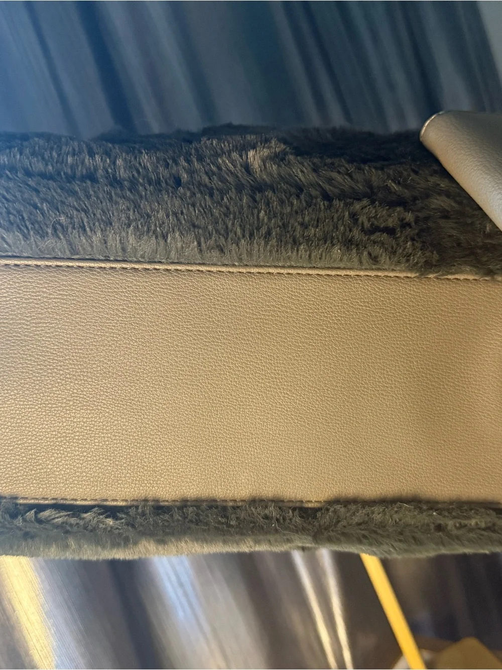 Faux Fur Satchel Handbag in olive green